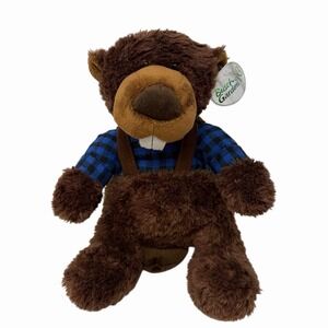 NWT Aurora Beaver Plush Lumberjack Blue Buffalo Plaid 11" Stuffed Animal Toy